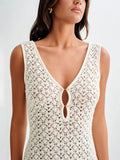 Openwork Sleeveless Maxi Dress — Livostyle