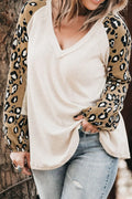 Leopard V-Neck Raglan Sleeve Blouse — Livostyle