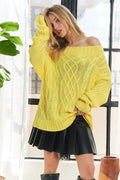Off-Shoulder Cable Knit Sweater - Cozy & Trendy Design — Livostyle