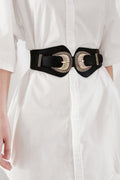 Shell Double Buckle Elastic Wide Belt — Livostyle