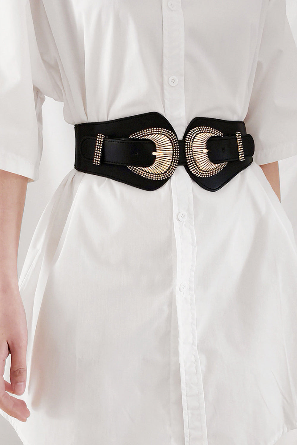 Shell Double Buckle Elastic Wide Belt — Livostyle