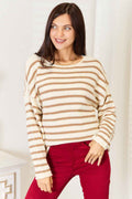 Striped Boat Neck Sweater — Livostyle