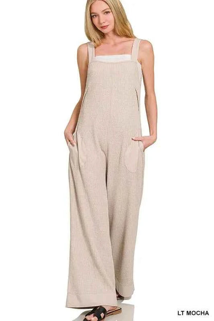Knit Waffle Wide Leg Overalls — Livostyle
