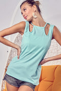Chic Cut-Out Shoulder Ribbed Top - Trendy & Comfortable — Livostyle