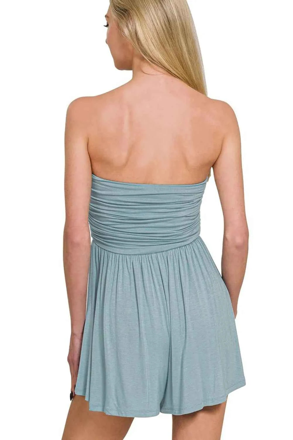 Zenana Double Layered Strapless Tube Top Romper