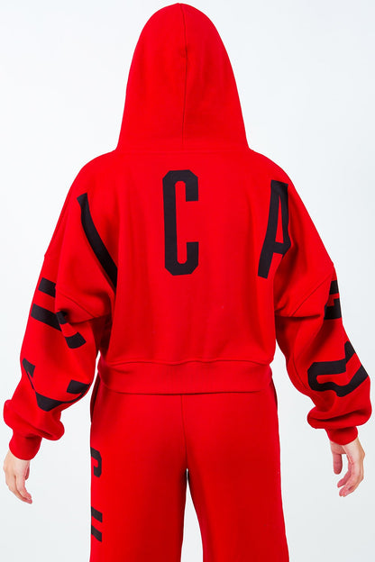 Trendy Graphic Cropped Hoodie with Drawstring — Livostyle