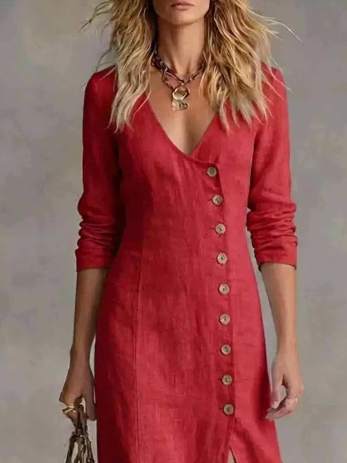 Slit Button-Down Midi Dress – photo 4