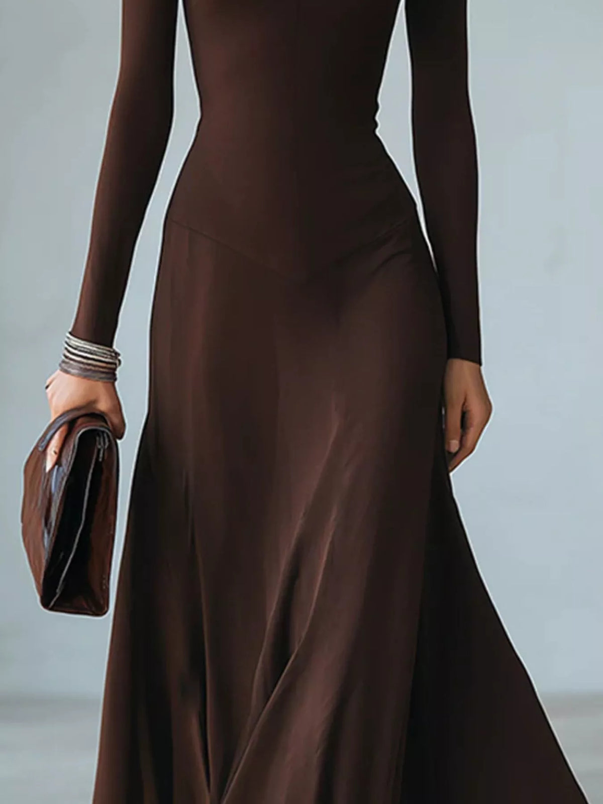 Mock Neck Cut-Out Long Sleeve Midi Dress – Plus Size – photo 2