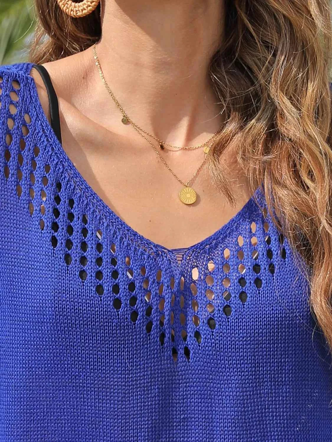 Crochet Trim Beach Cover Up Dress