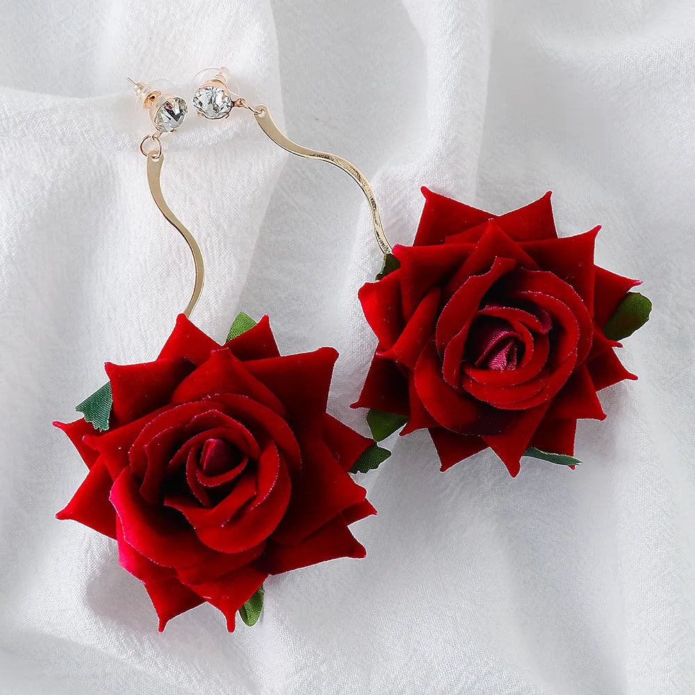 Alloy Rose Dangle Earrings — Livostyle