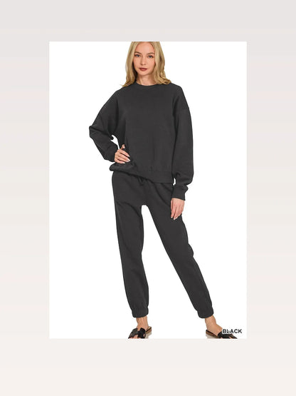Fleece Long Sleeve Pullover & Jogger Set — styled showcase — Livostyle