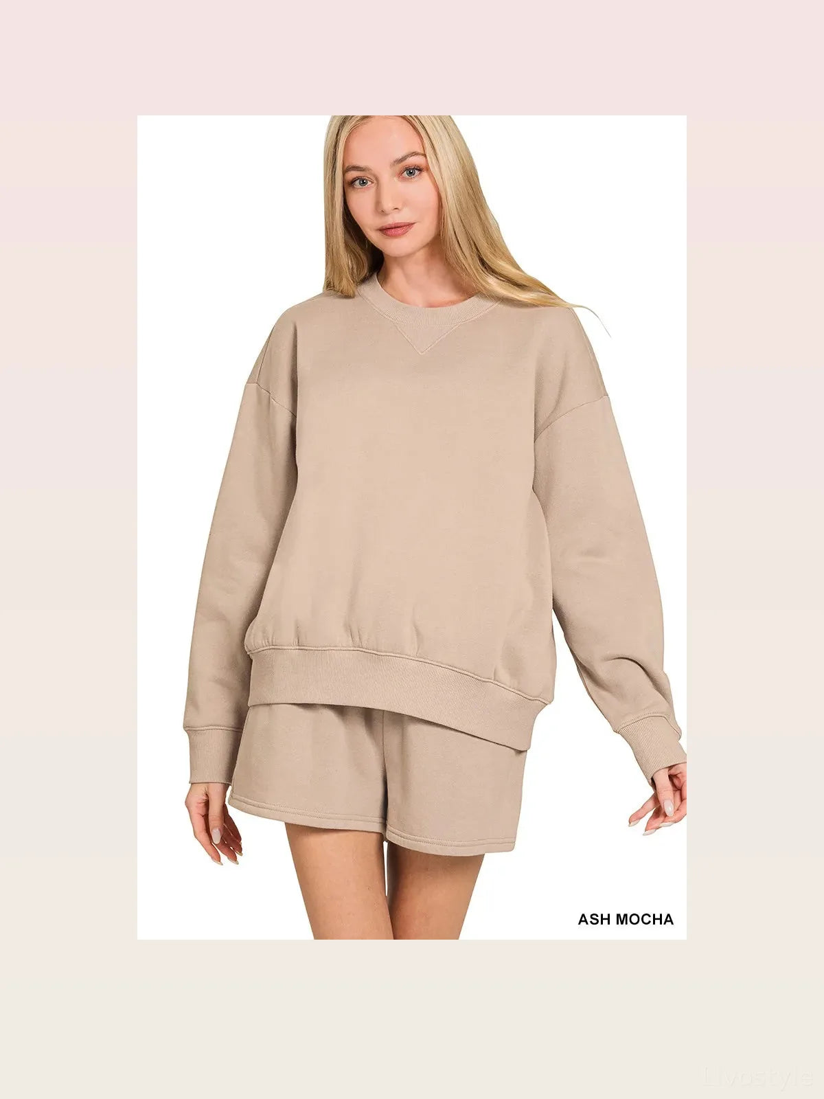 Fleece Long Sleeve Sweatshirts & Shorts Set — styled showcase — Livostyle
