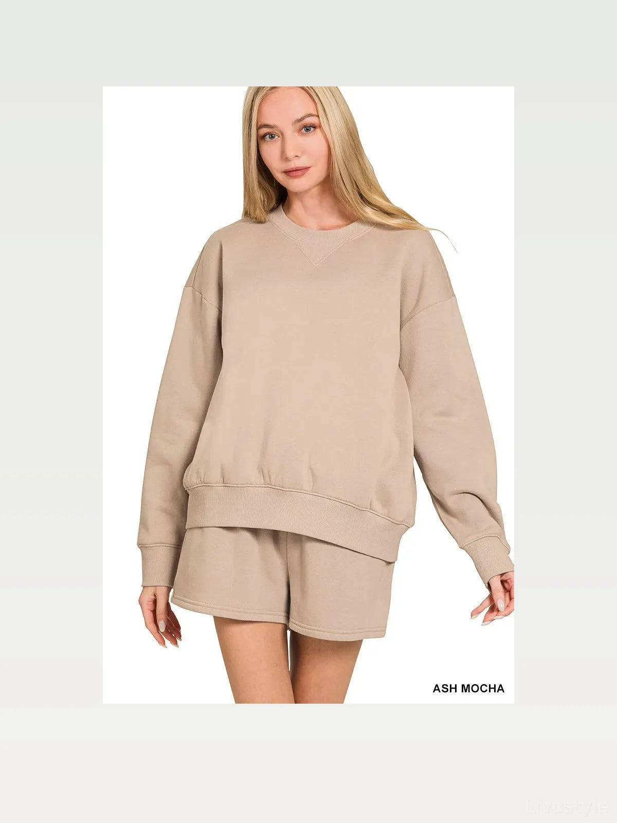 Fleece Long Sleeve Sweatshirts & Shorts Set — styled showcase — Livostyle