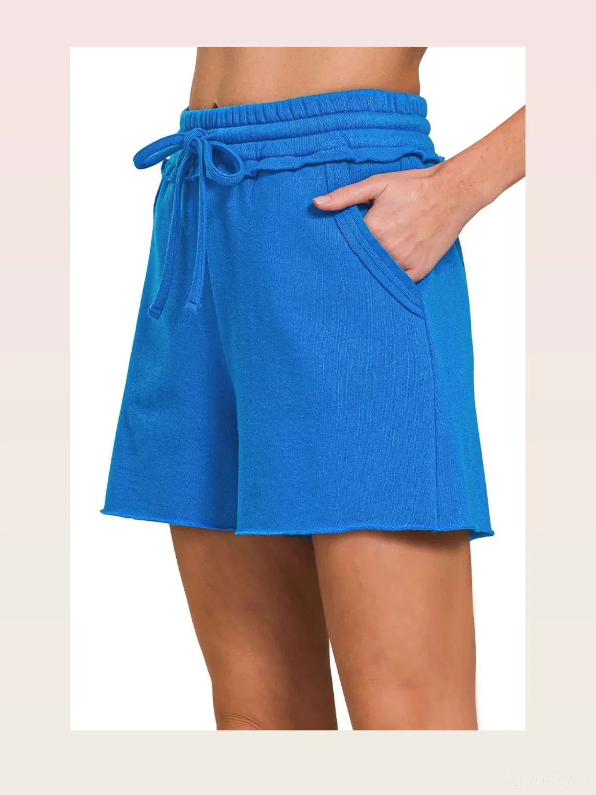 Fleece Raw Hem Shorts With Draw String — styled showcase — Livostyle