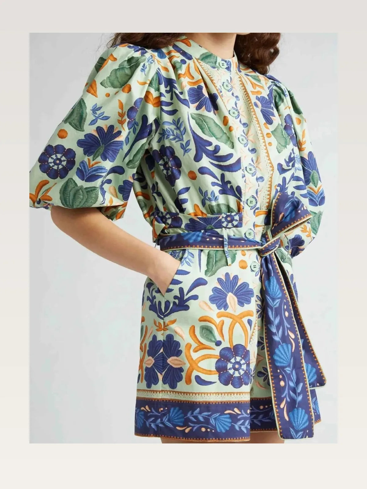 Floral Print Button Front Belted Romper — styled showcase — Livostyle
