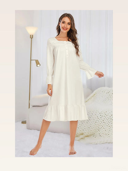 Flounce Sleeve Ruffle Hem Night Dress — styled showcase — Livostyle