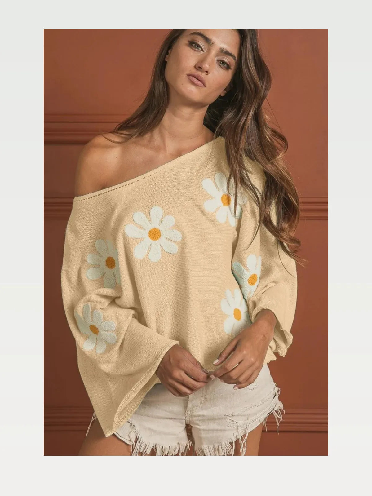 Elegant Floral Embroidered Loose Knit Top — styled showcase — Livostyle
