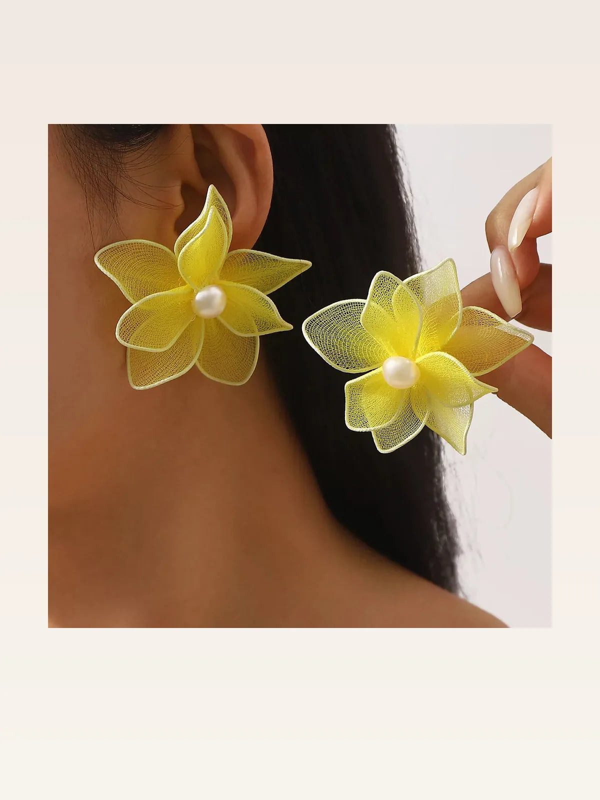 Flower Pearl Stud Earrings — styled showcase — Livostyle