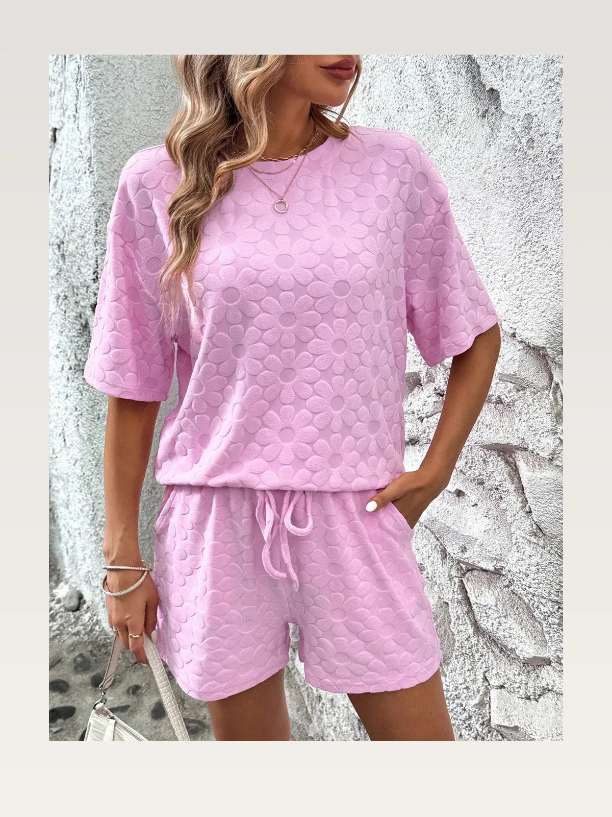 Flower Round Neck Top and Shorts Lounge Set — styled showcase — Livostyle