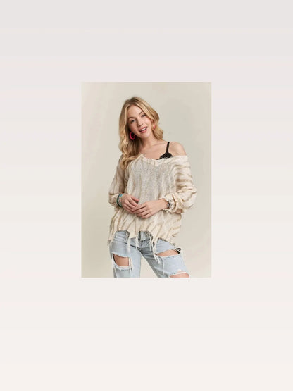 Edgy Zebra Print Knit Top with Frayed Detailing — styled showcase — Livostyle
