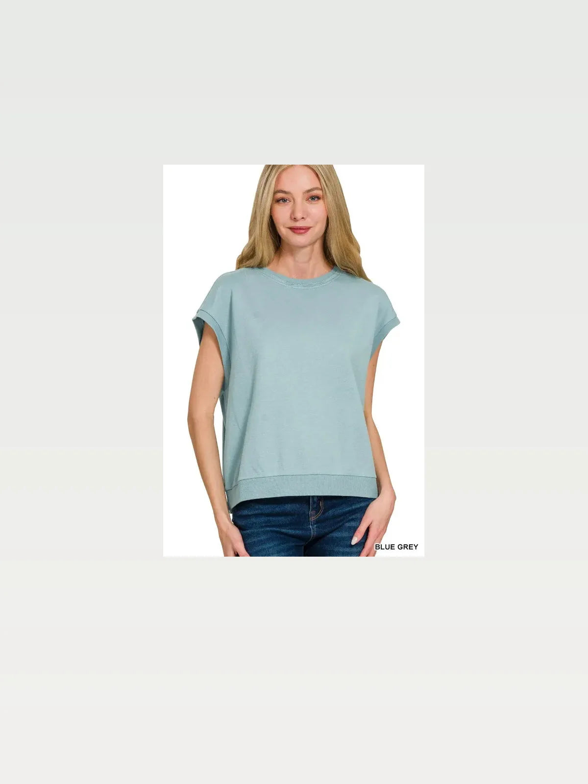 French Terry Round Neck Cap Sleeve T-Shirt — styled showcase — Livostyle