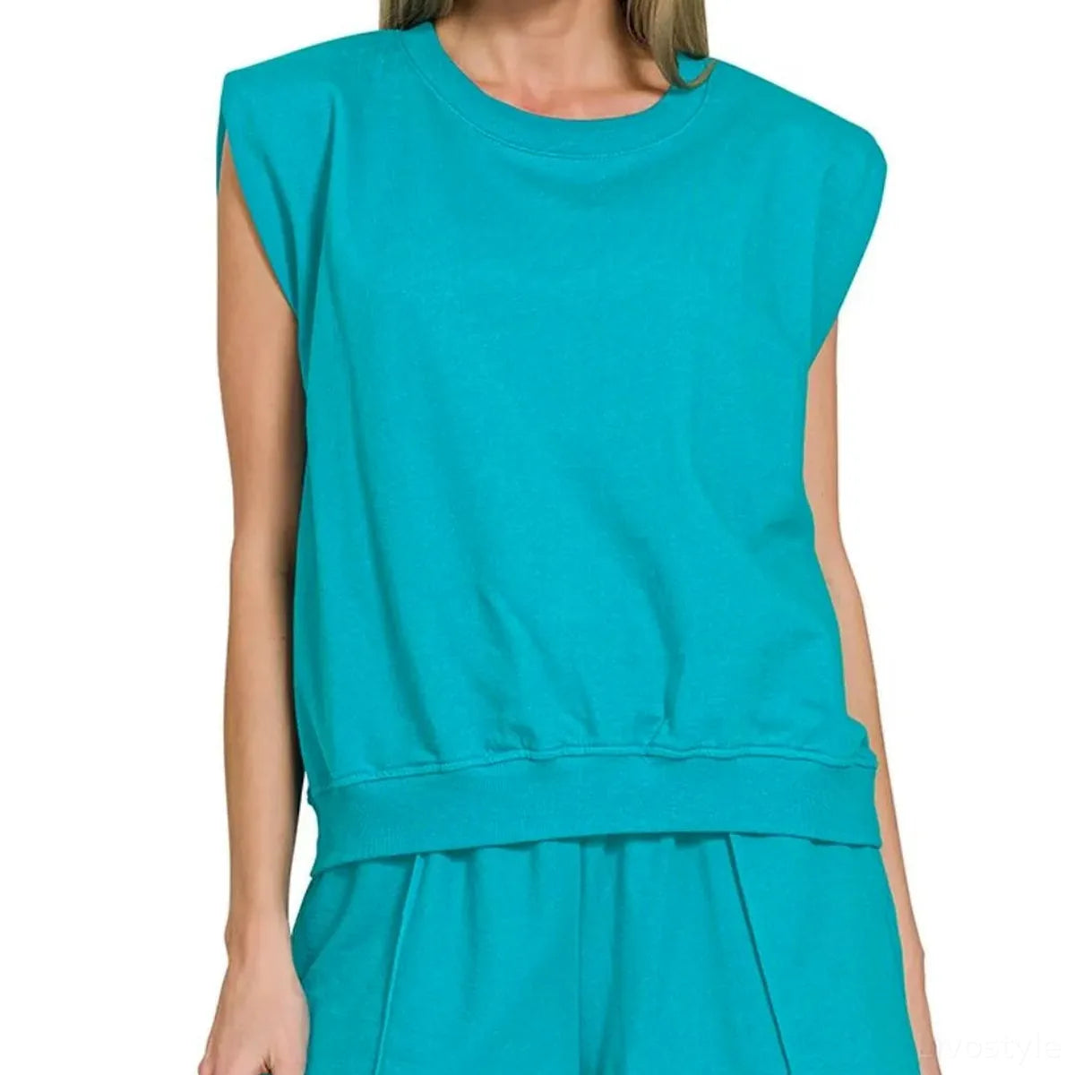 French Terry Sleeveless Top & Shorts Set — square view — Livostyle