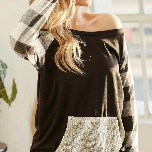 Glamorous French Terry Sequin-Pocket Top — square view — Livostyle