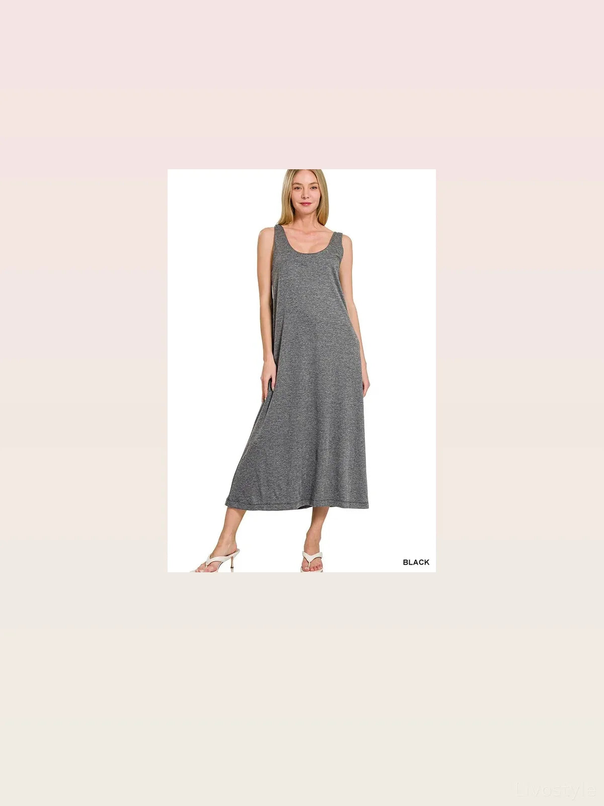 French Terry Twisted Strap Midi Dress in BLACK — styled showcase — Livostyle
