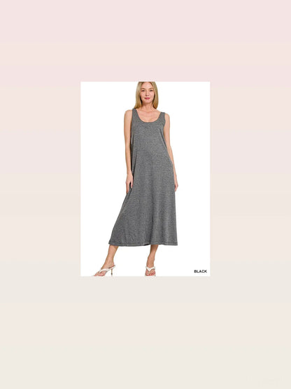 French Terry Twisted Strap Midi Dress in BLACK — styled showcase — Livostyle