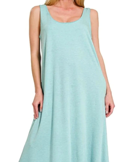 French Terry Twisted Strap Midi Dress — detail view — Livostyle