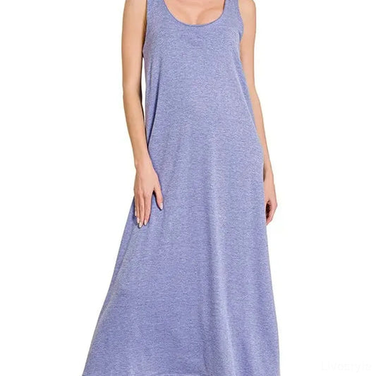 French Terry Twisted Strap Midi Dress in MARLIN — square view — Livostyle