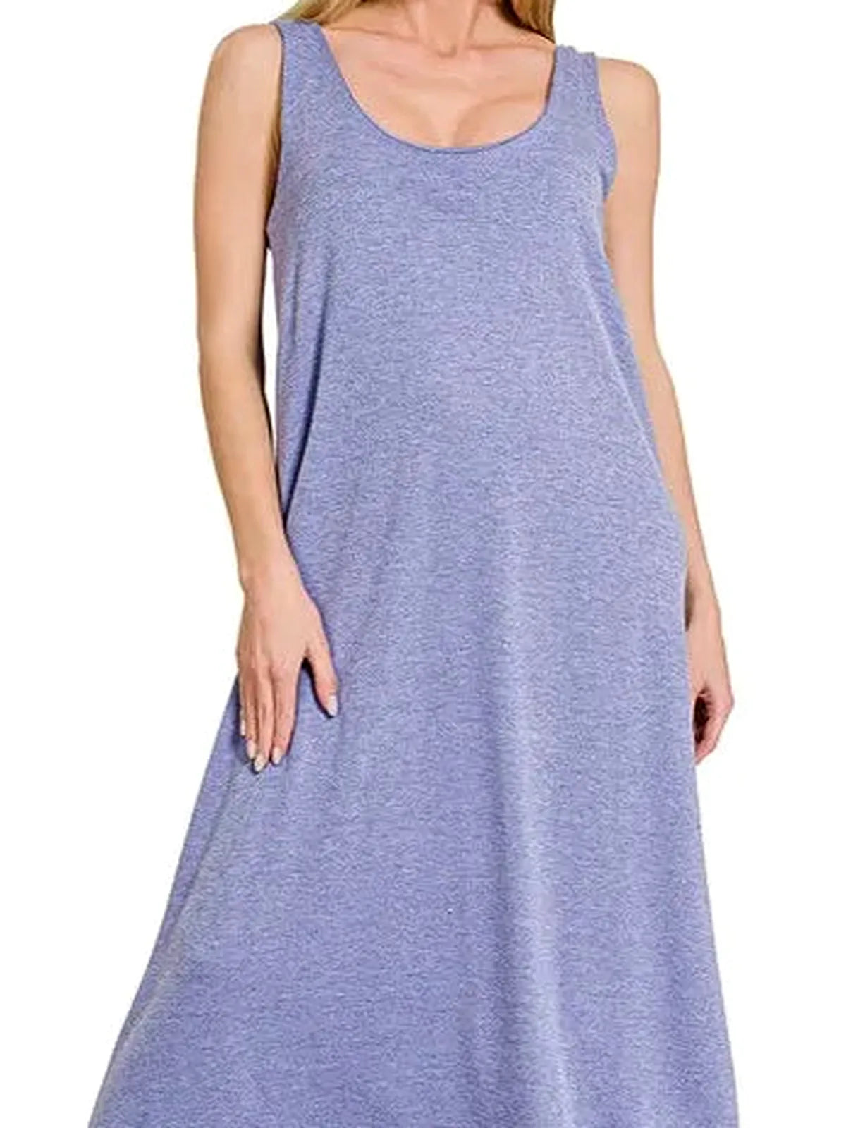 French Terry Twisted Strap Midi Dress in MARLIN — detail view — Livostyle