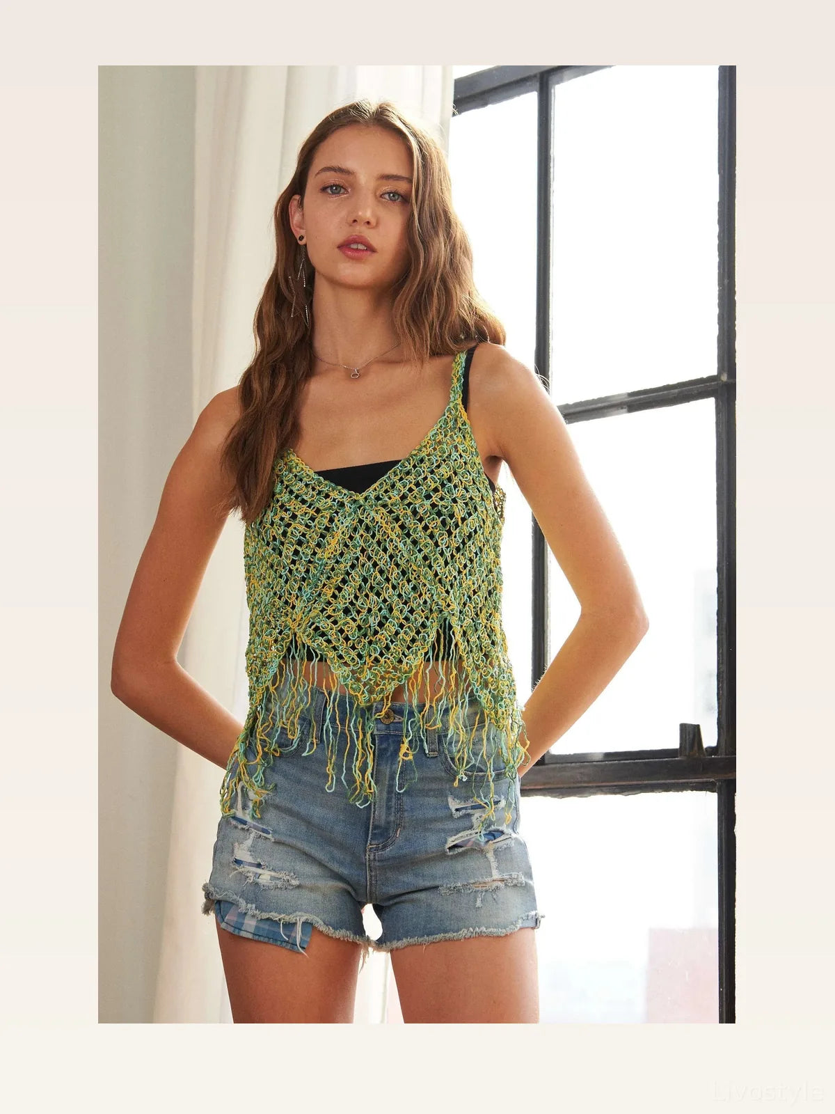 Boho-Chic Fringe Hem Crochet Tank Top — styled showcase — Livostyle
