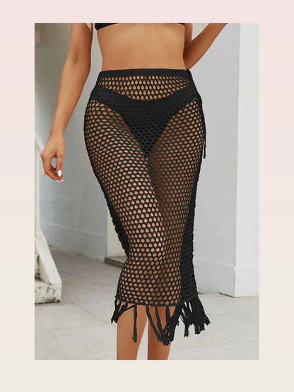 Fringe Openwork High Waist Swim Skirt — styled showcase — Livostyle