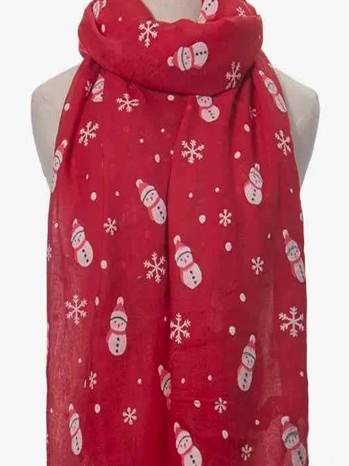 Fringe Snowman Polyester Scarf — detail view — Livostyle