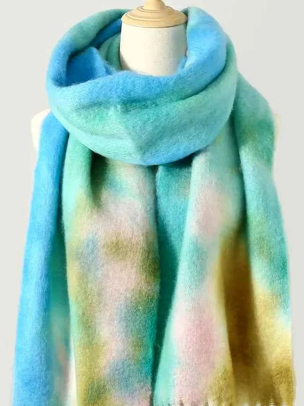 Fringe Tie-Dye Polyester Scarf — detail view — Livostyle