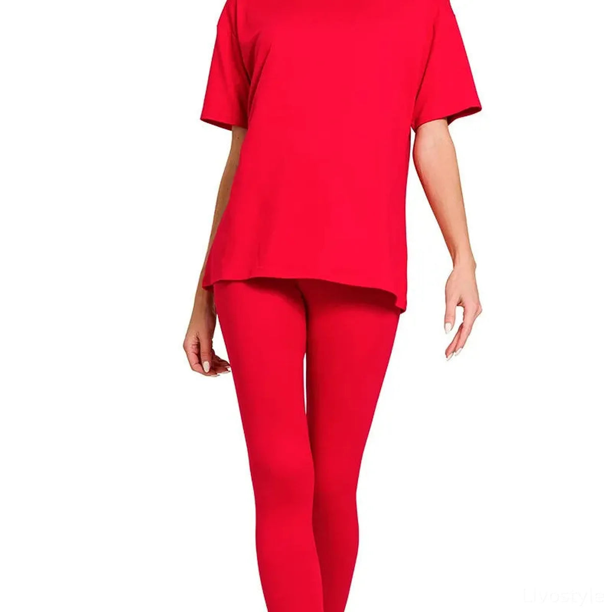 Brushed Microfiber Loungewear Set — Ruby — square view — Livostyle
