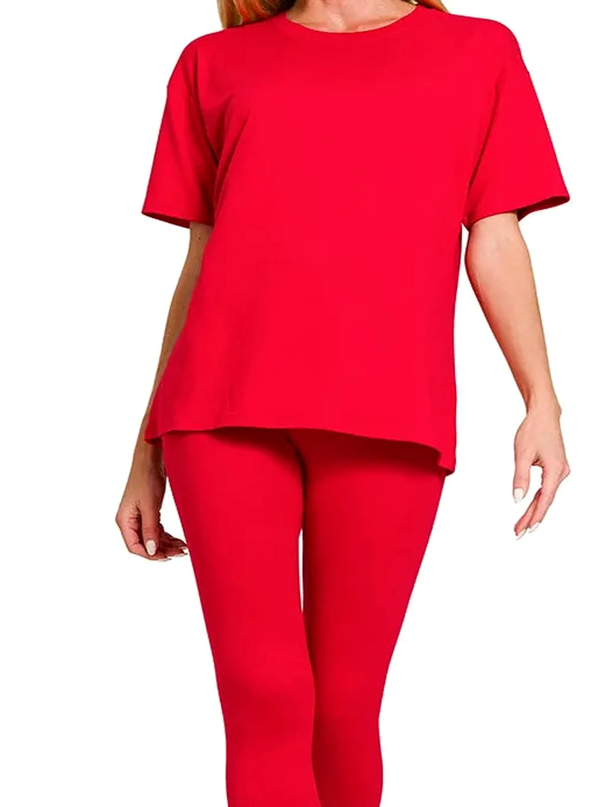 Brushed Microfiber Loungewear Set — Ruby — detail view — Livostyle