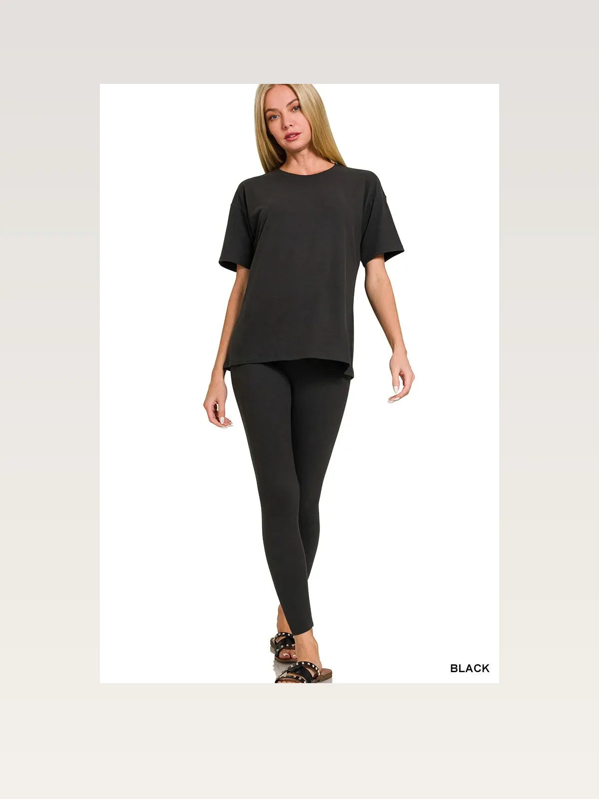 Brushed Microfiber Loungewear Set — Black — styled showcase — Livostyle