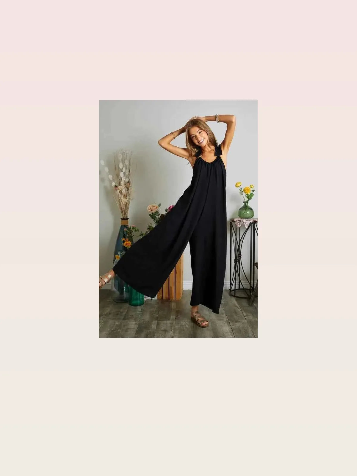 Elastic Ruffle Shoulder Jumpsuit — styled showcase — Livostyle