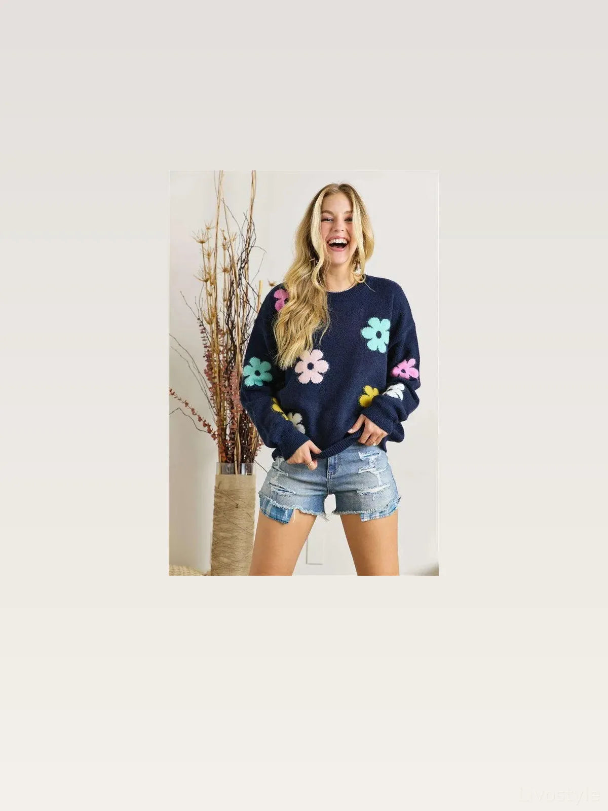 Floral Design Knit Sweater — styled showcase — Livostyle