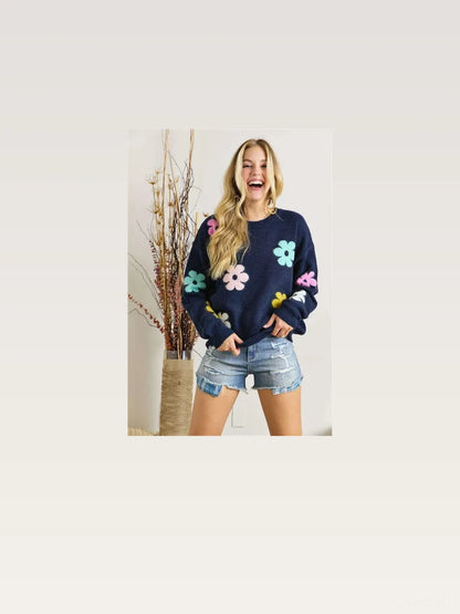 Floral Design Knit Sweater — styled showcase — Livostyle