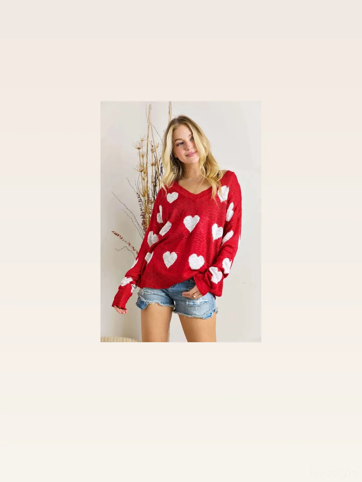 Charming Heart V-Neck Knit Top — styled showcase — Livostyle