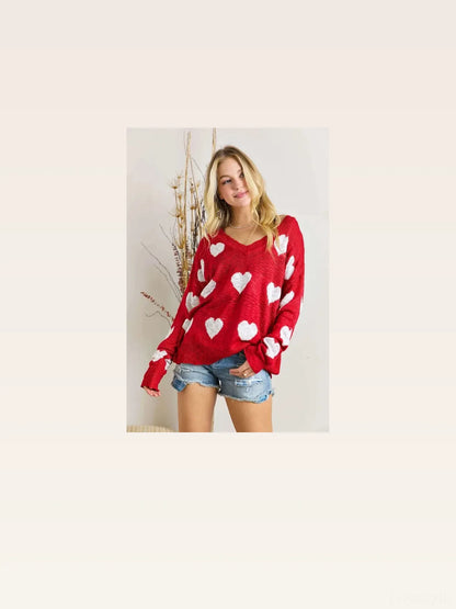 Charming Heart V-Neck Knit Top — styled showcase — Livostyle