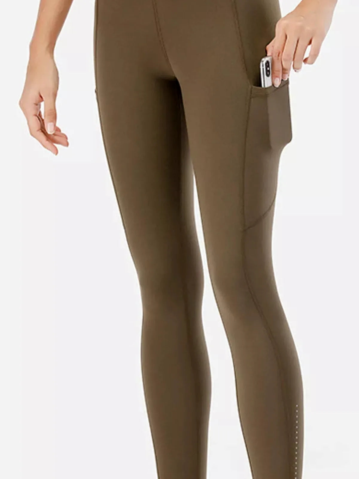 High-Waisted Active Leggings with Pockets — detail view — Livostyle
