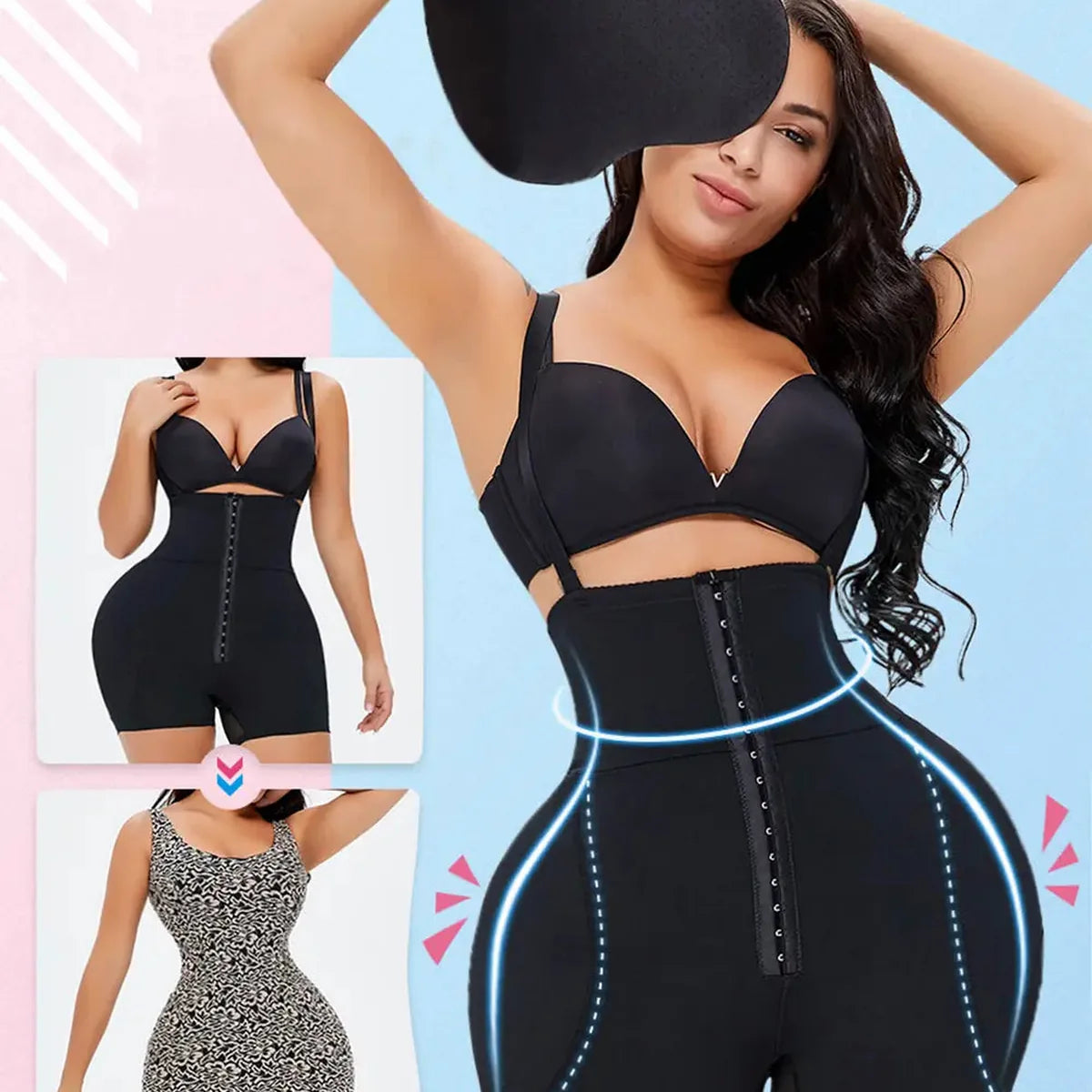 Hook-and-Eye Under-Bust Shaping Bodysuit — square view — Livostyle