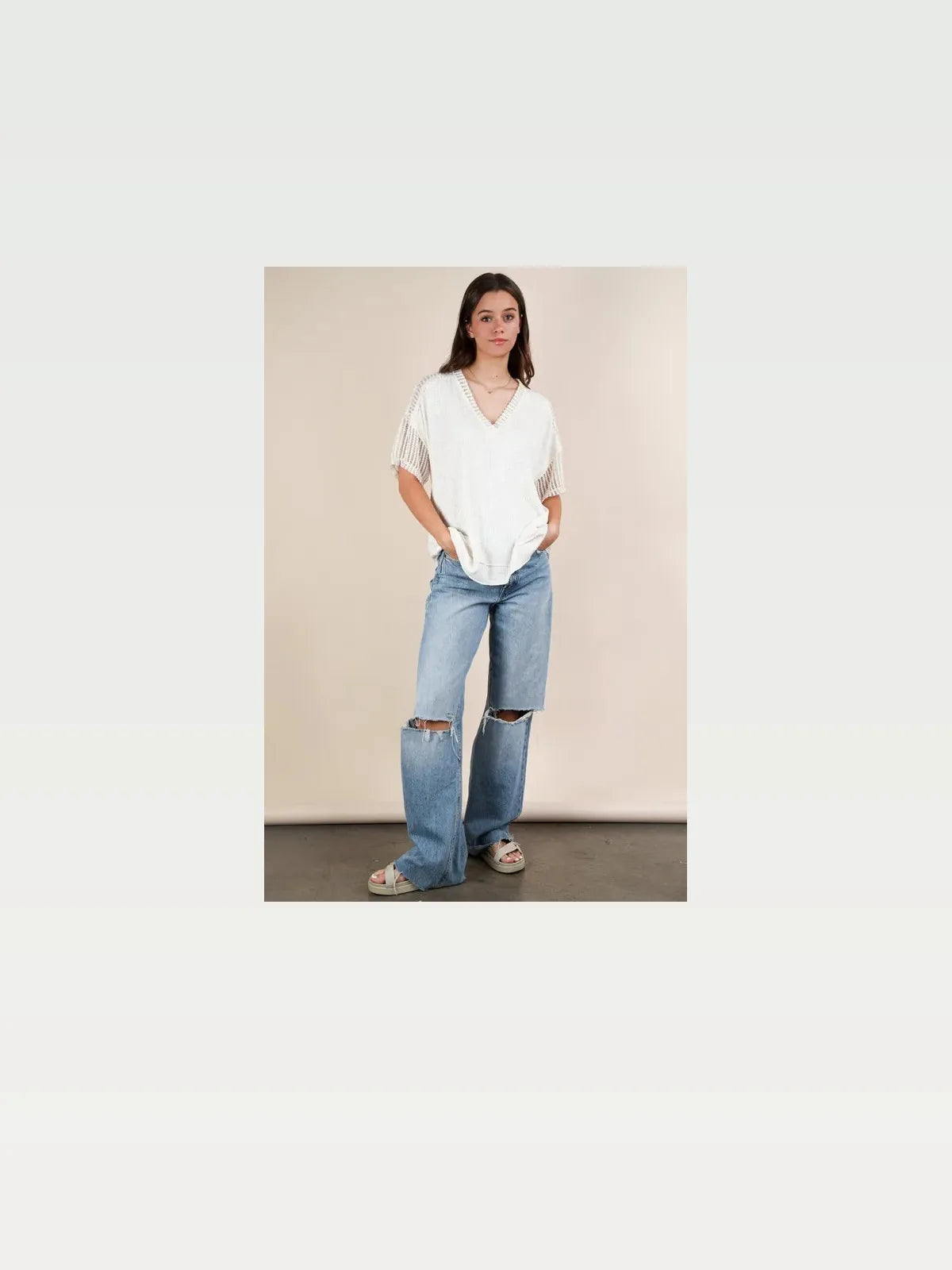 Oversized Contrast-Knit Casual Top — styled showcase — Livostyle