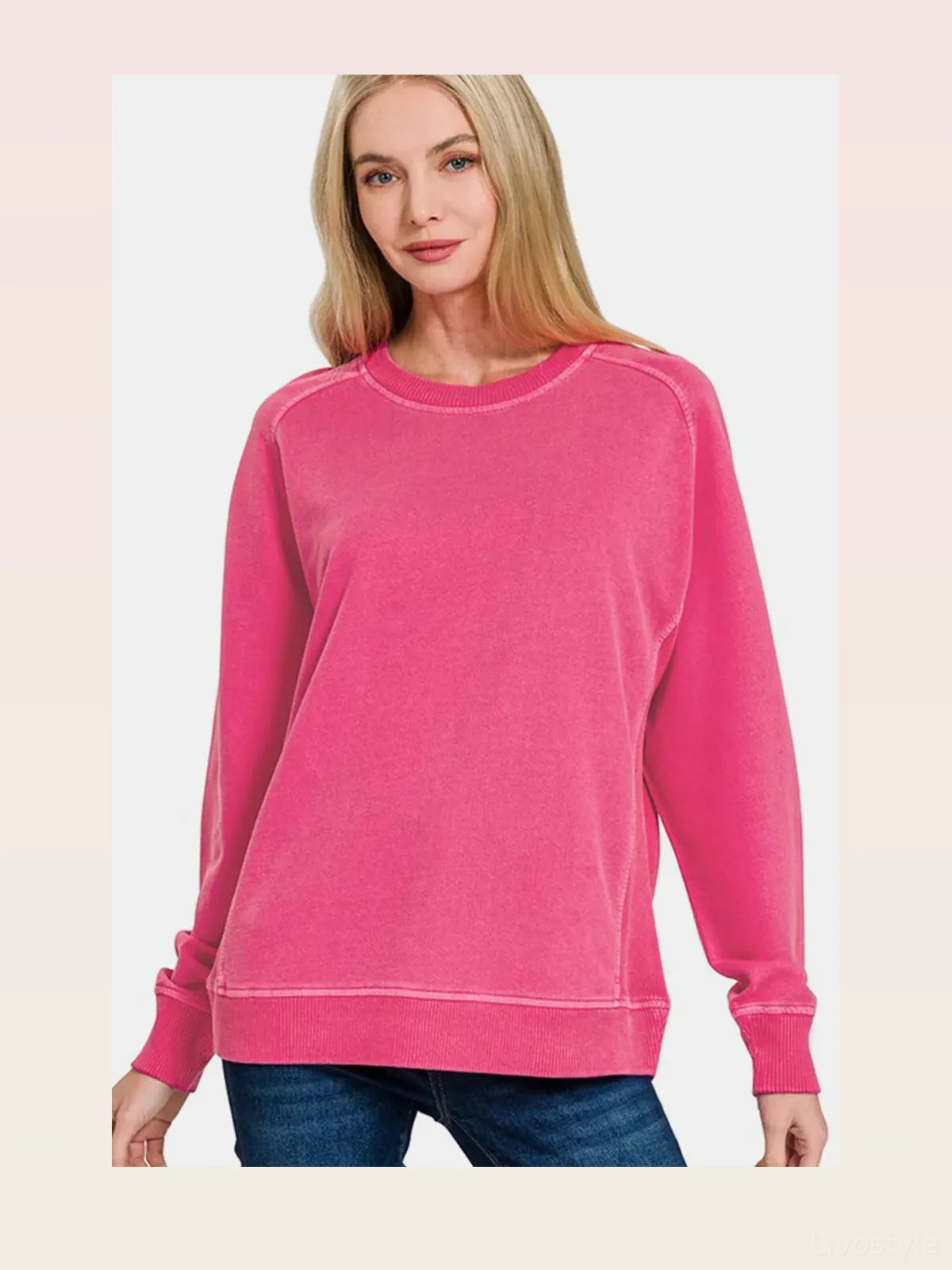 Pigment Dyed French Terry Sweatshirt — styled showcase — Livostyle