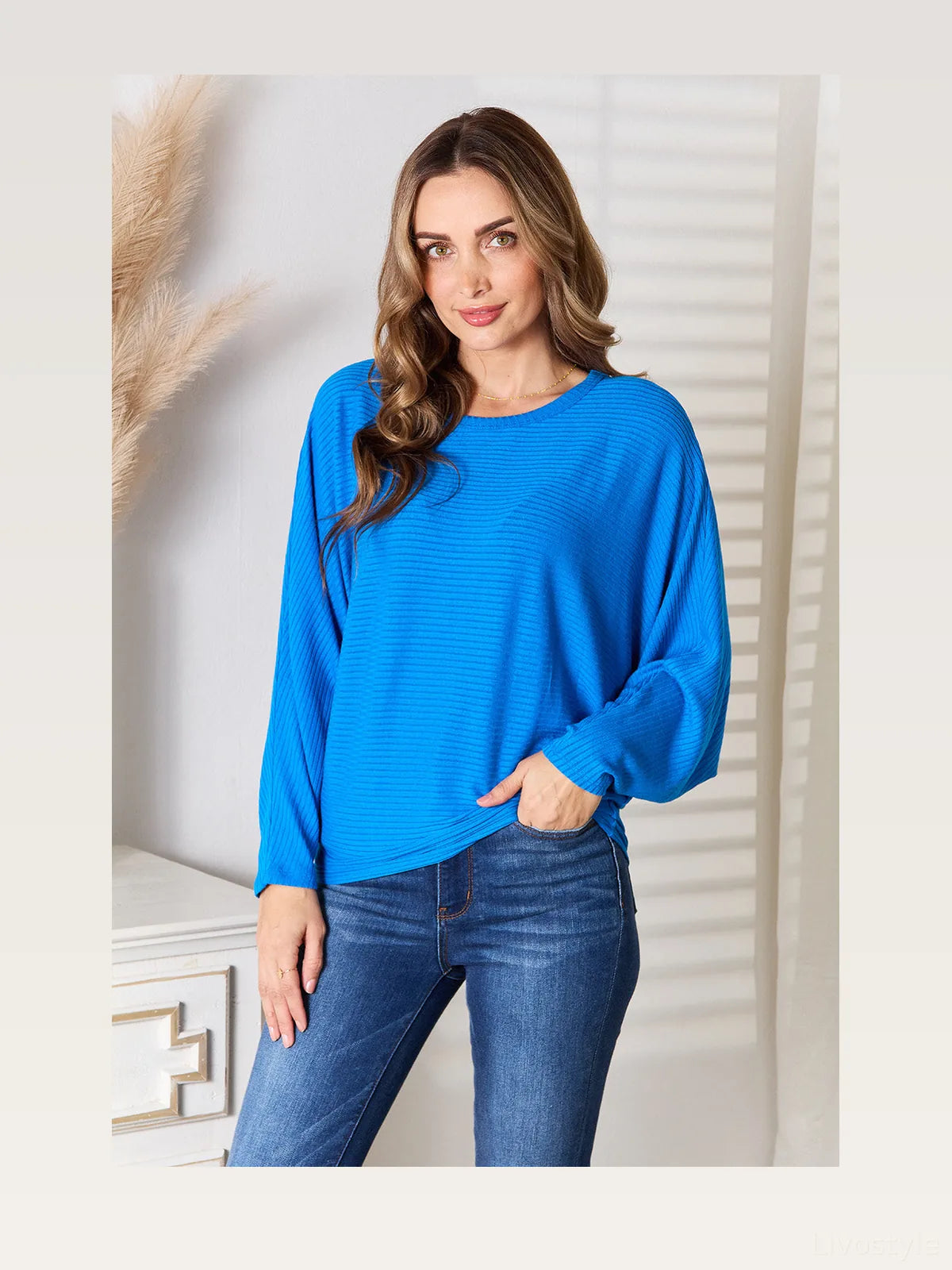 Round Neck Batwing Sleeve Blouse — styled showcase — Livostyle