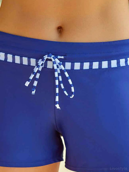 Run Contrast Drawstring Swim Bottoms – fabric and detail close-up